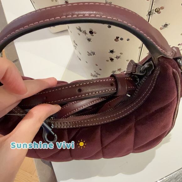 NWT Coach Carmen Mini Crossbody Bag Organic Cotton Quilting CCE61 Burgundy - Picture 6 of 7